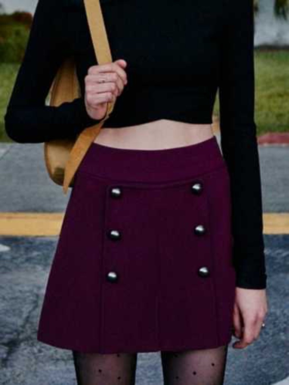 UO COPE Burgundy Pleated Button Mini Skirt | 8